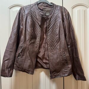 Maurices 1X Brown Leather Jacket
